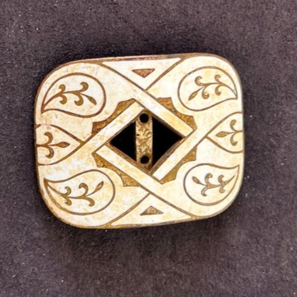 Vintage Blacher Bros RI Cloisonne Enamel Sash Buckle Unworn Deadstock Brass